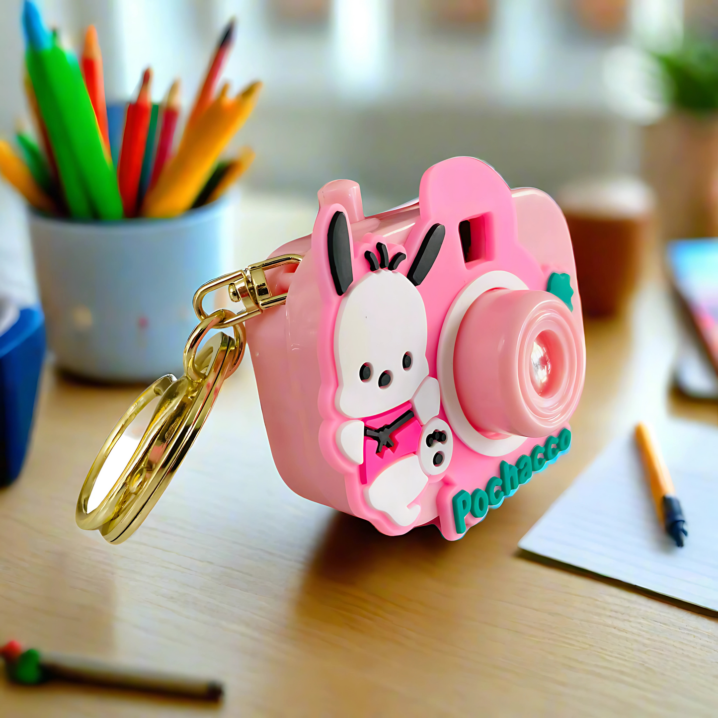 Camera Projector Keychain Featuring Luminous Cartoon Made Silicone Rubber