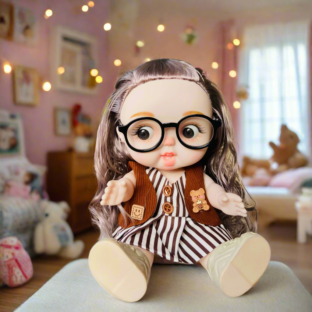 Chubby Cheeks Beauty Doll β 25cm Cute BJD with Glasses & Stylish Outfit