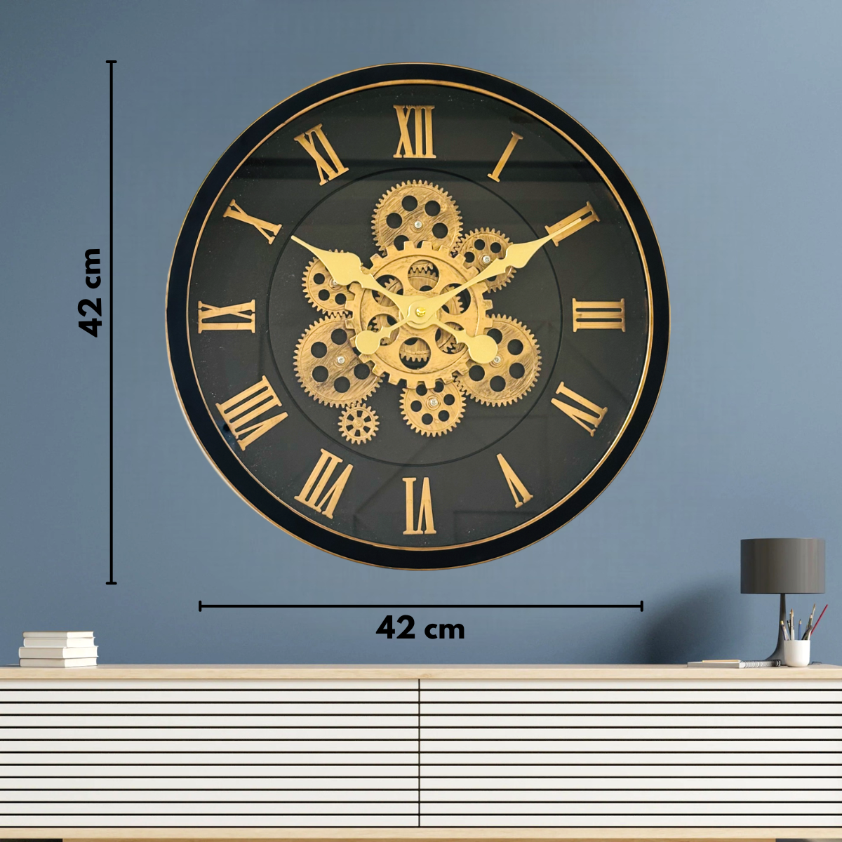 Acrylic Black Gear Mechanism Wall Clock - Industrial Vintage Design