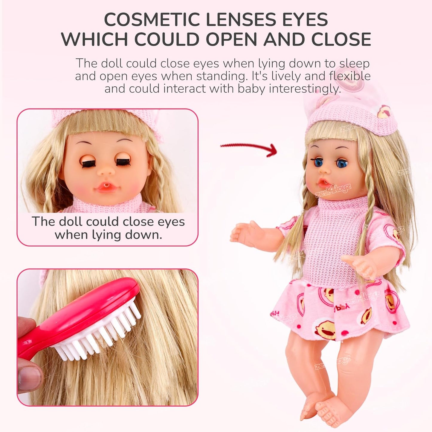 Beauty Play Set | Portable Pretend Makeup Kit with Realistic Doll Accessories for Girls - 9 Pieces
