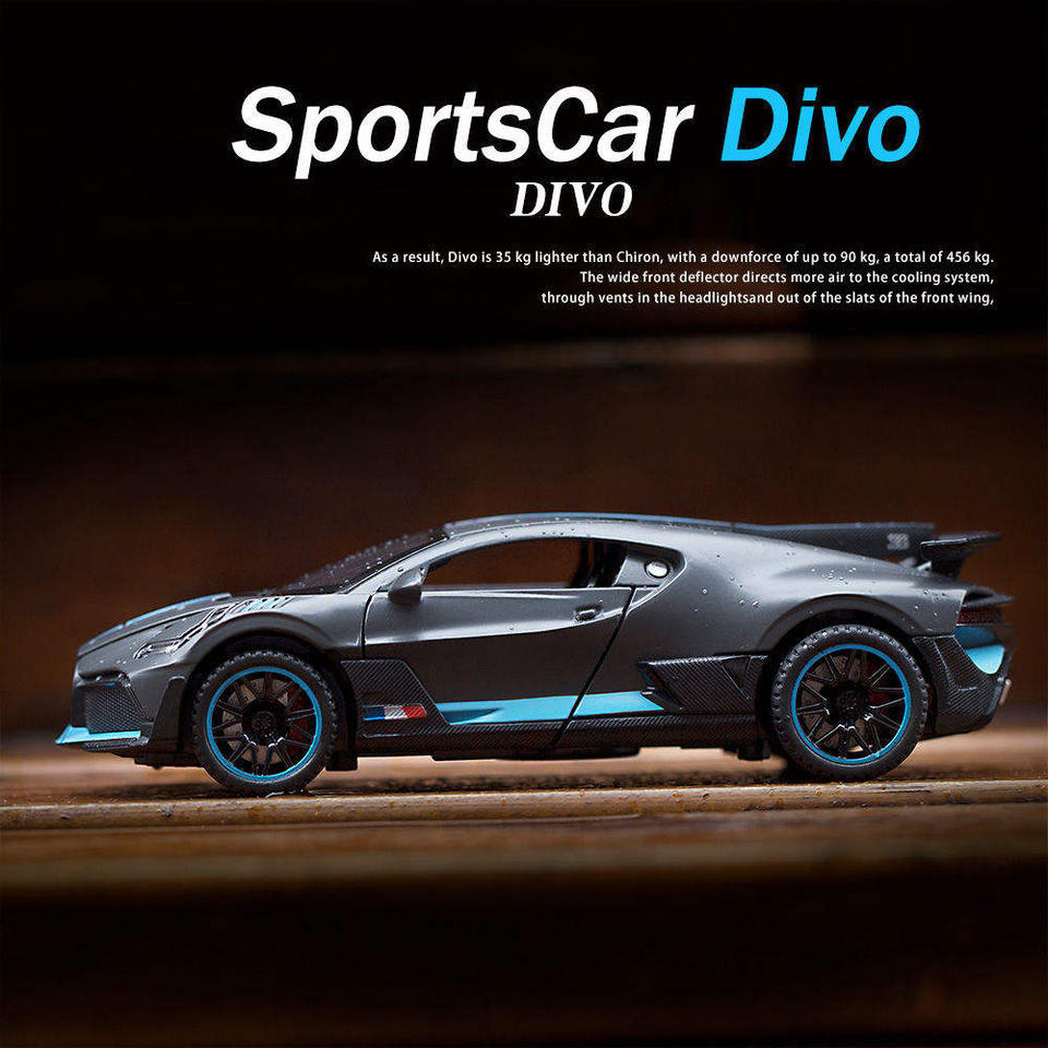 NestyFox 1:32 Bugatti Divo Alloy Car Model – Sound, Lights & Pull-Back Action