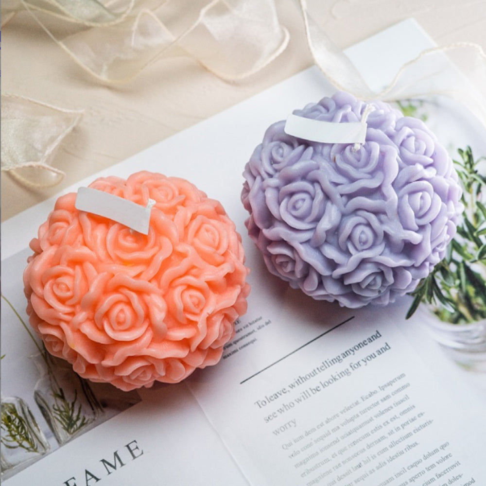 3D Rose Flower Ball Candles – Pack of 12 for Home Décor and Diwali Celebrations