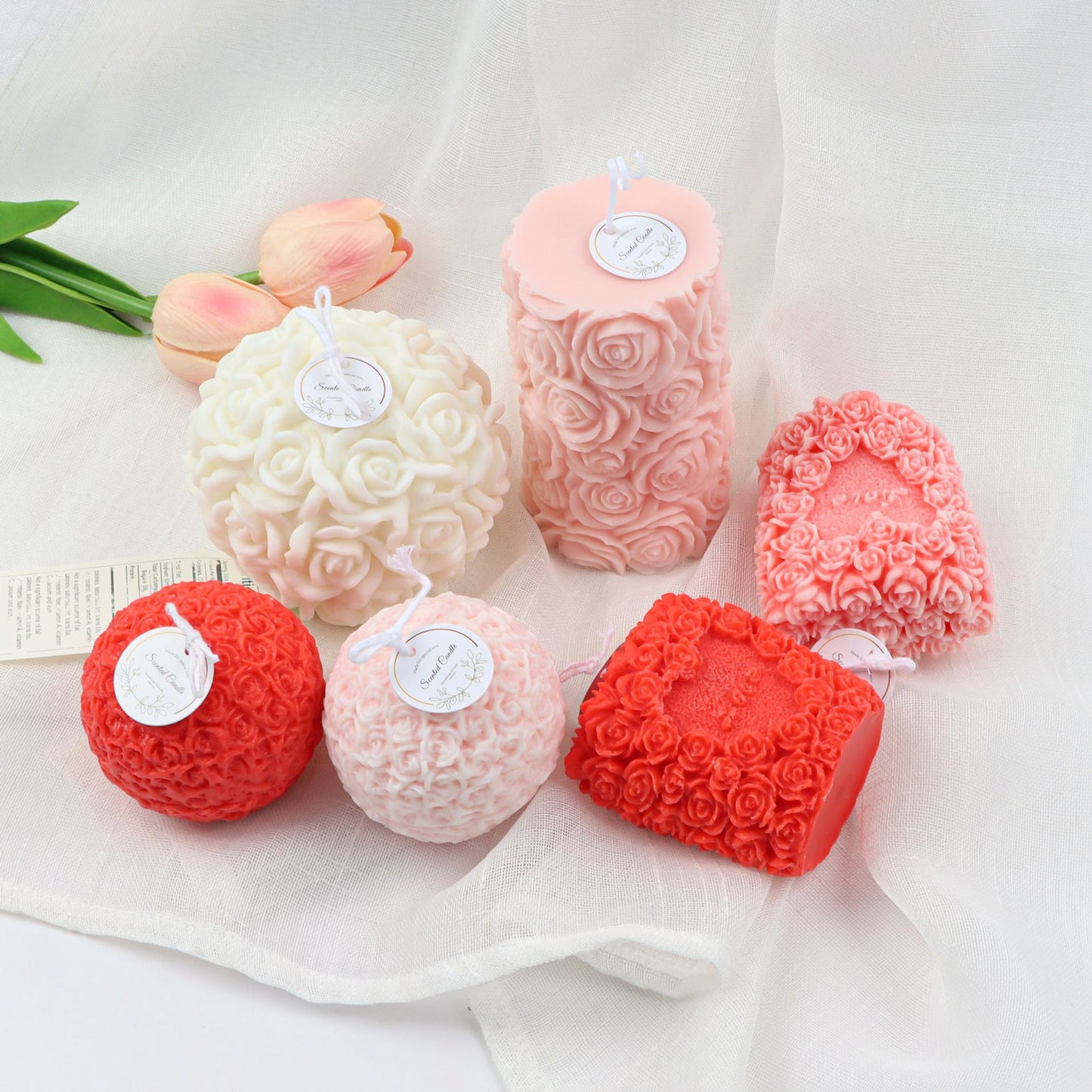 3D Rose Flower Ball Candles – Pack of 12 for Home Décor and Diwali Celebrations