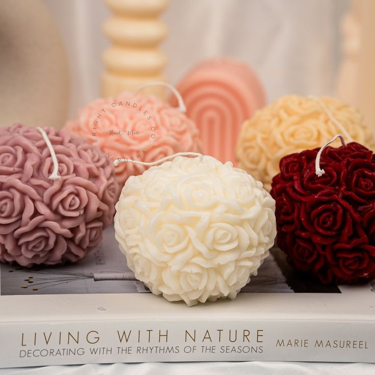 3D Rose Flower Ball Candles – Pack of 12 for Home Décor and Diwali Celebrations