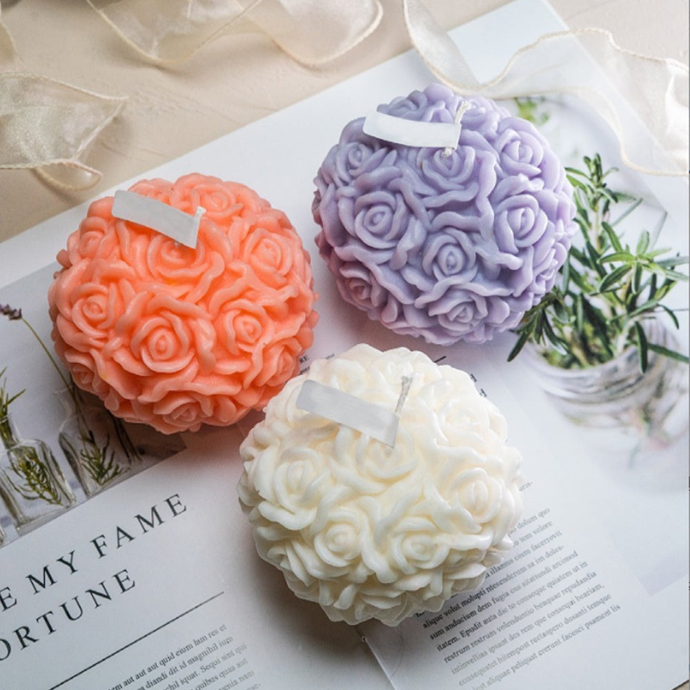 3D Rose Flower Ball Candles – Pack of 12 for Home Décor and Diwali Celebrations