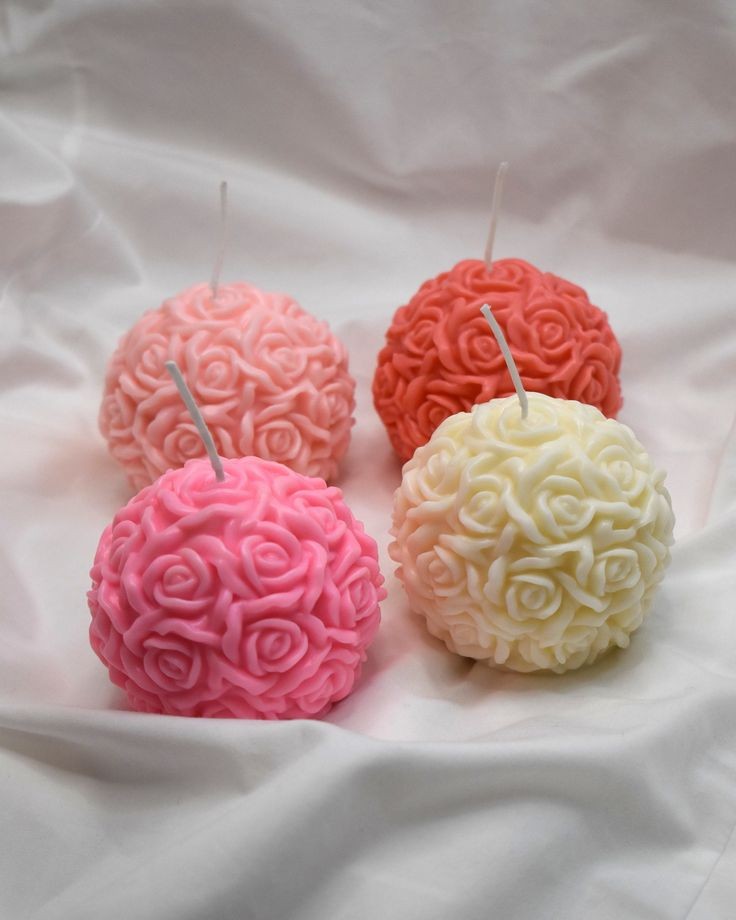 3D Rose Flower Ball Candles – Pack of 12 for Home Décor and Diwali Celebrations