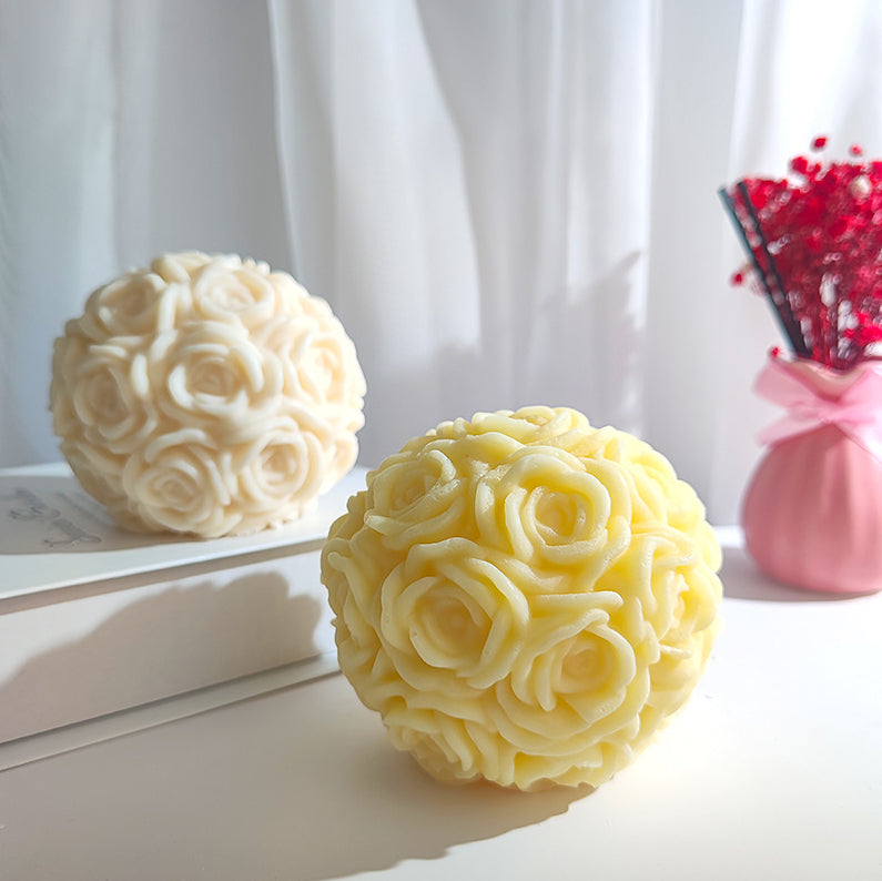 3D Rose Flower Ball Candles – Pack of 12 for Home Décor and Diwali Celebrations