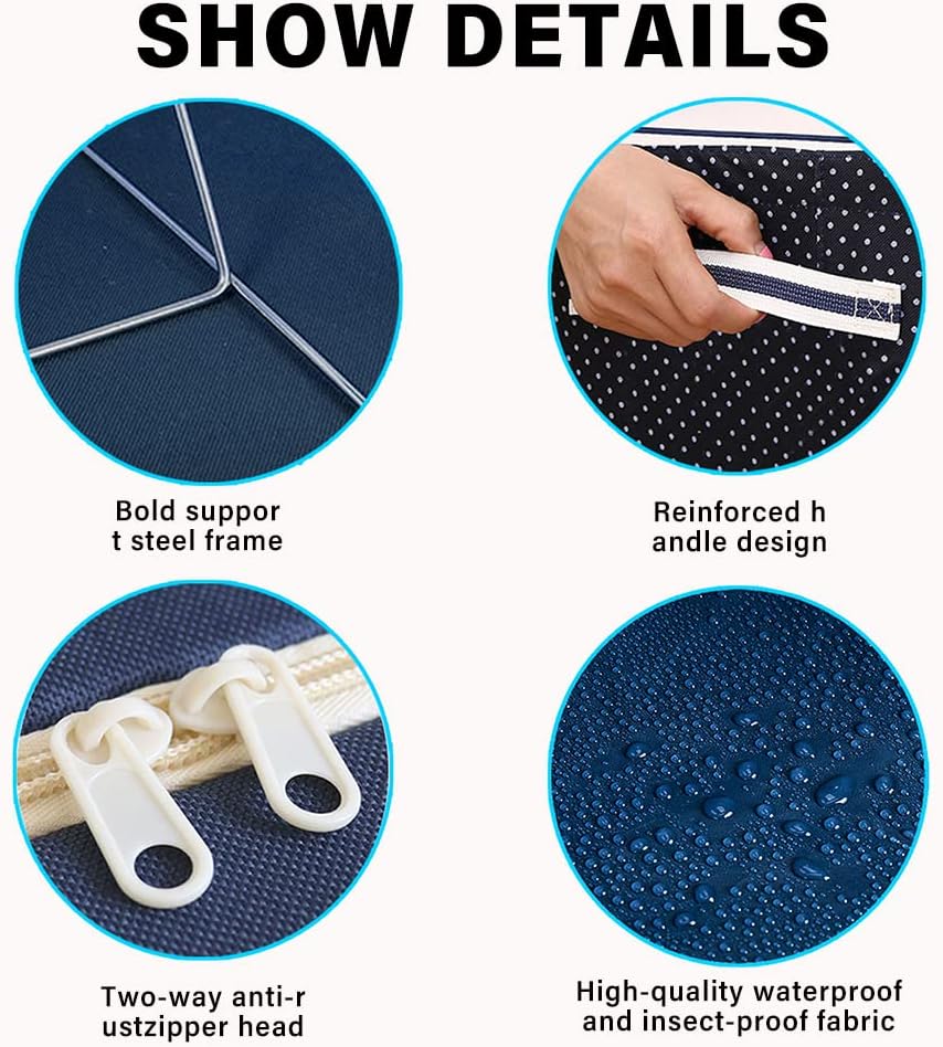Clothes Storage Box - 66 Ltr - Pack of 1, Blue Polka