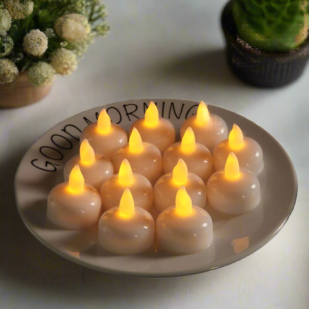 Floating Water Sensor Diya - Pack of 12 for Diwali & Decor