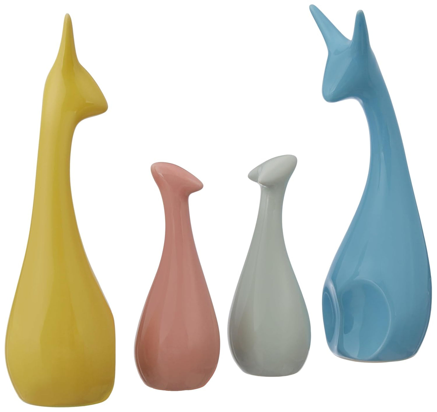Home Decor Happy Deer Family Action Statue Piano Finish Ceramic Figures(Set of 4,Multicolor)