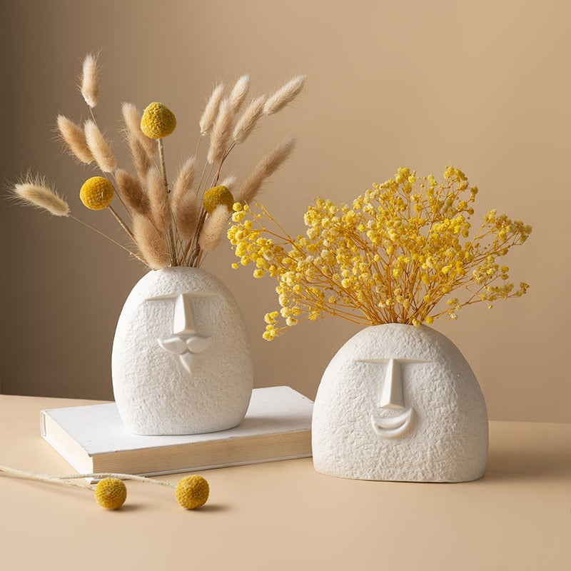 Ceramic Abstract Face Vase