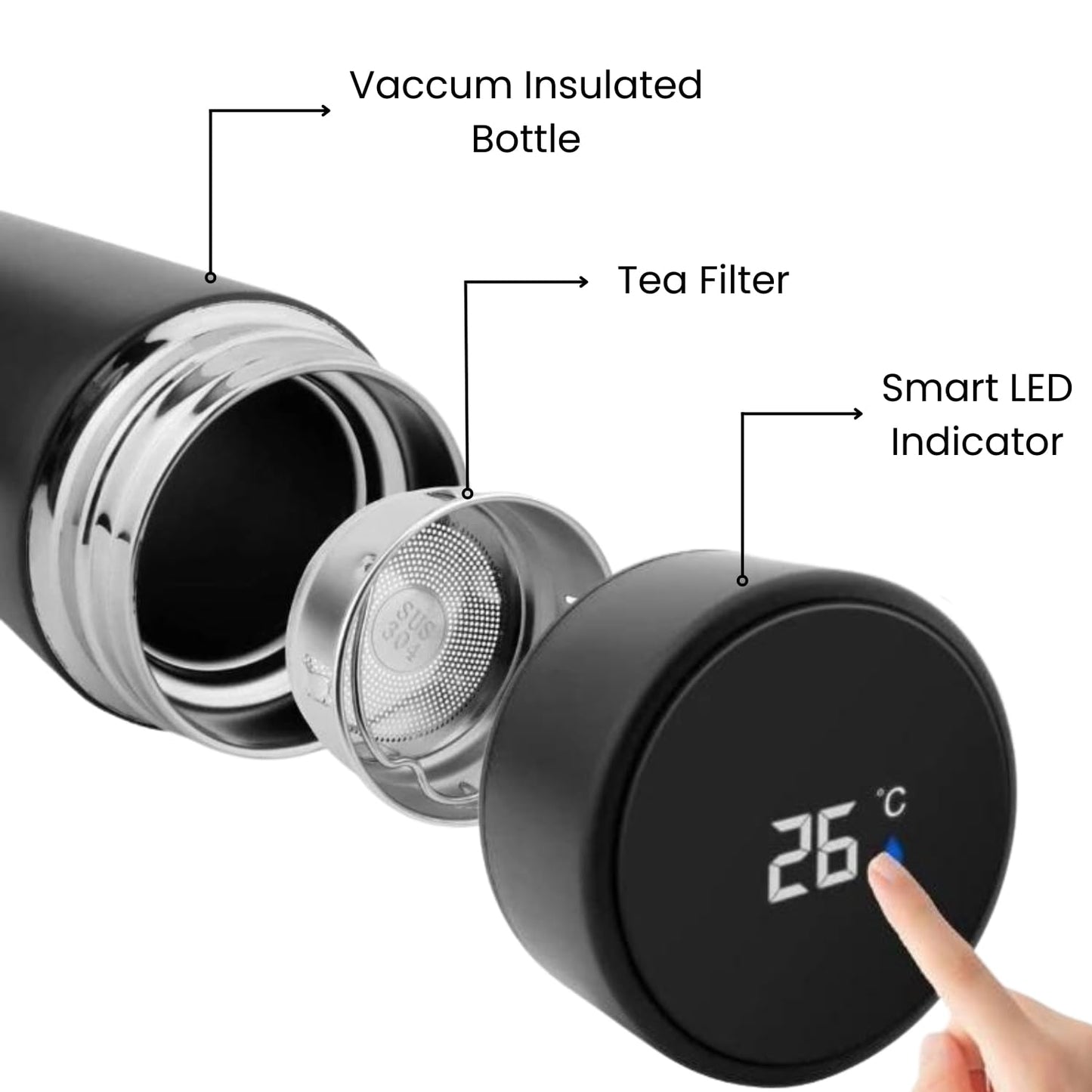 Smart Insulated Bottle with LED Temperature Display