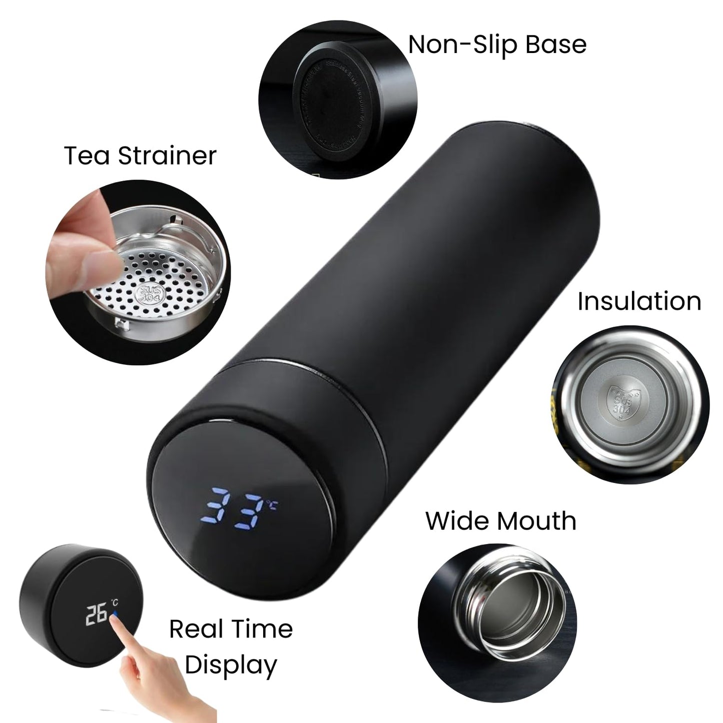 Smart Insulated Bottle with LED Temperature Display