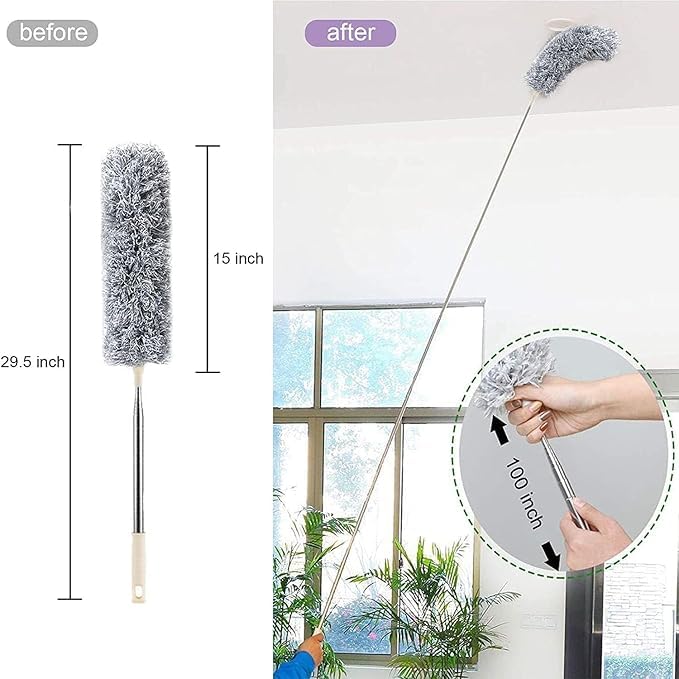 Microfiber Feather Duster with Extendable Pole (Up to 10 Feet)