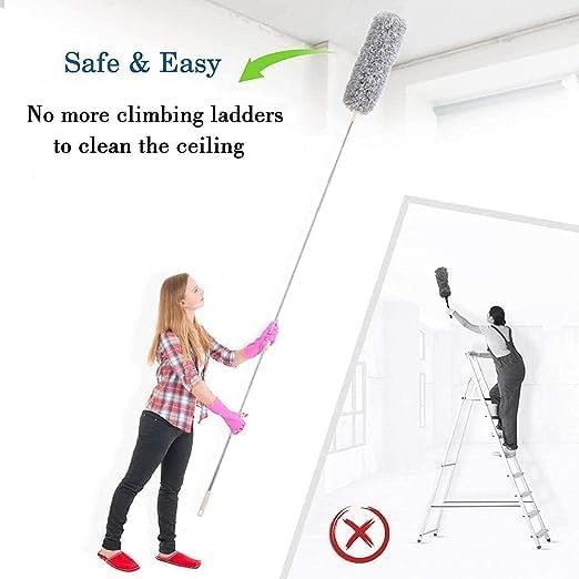 Microfiber Feather Duster with Extendable Pole (Up to 10 Feet)