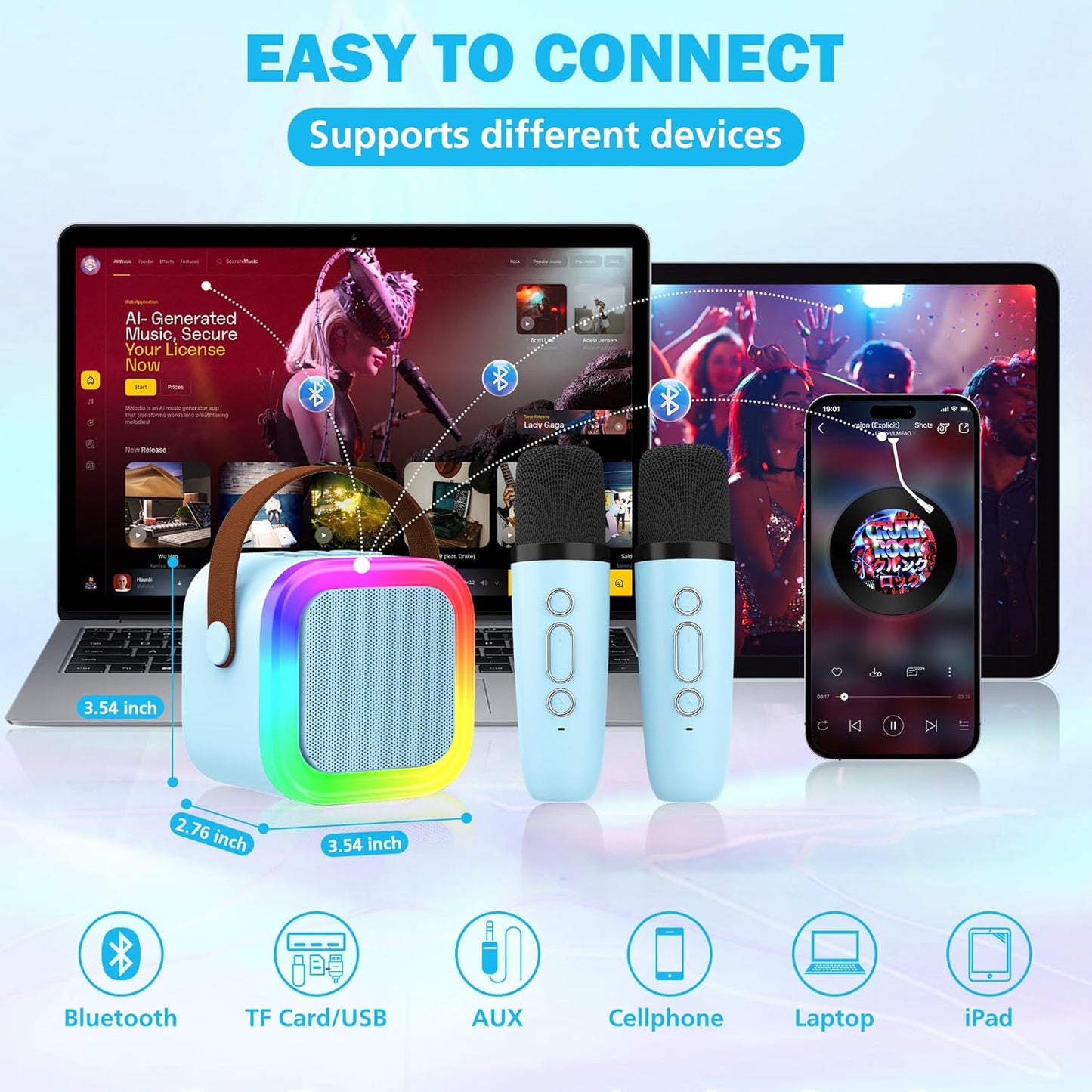 Bluetooth Speaker with Mini Wireless Karaoke Mic
