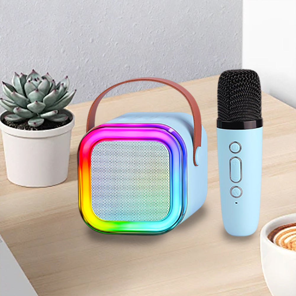Karaoke Speaker with Wireless Mic and LED Lights | Free Pen-Shaped Pencil Set
