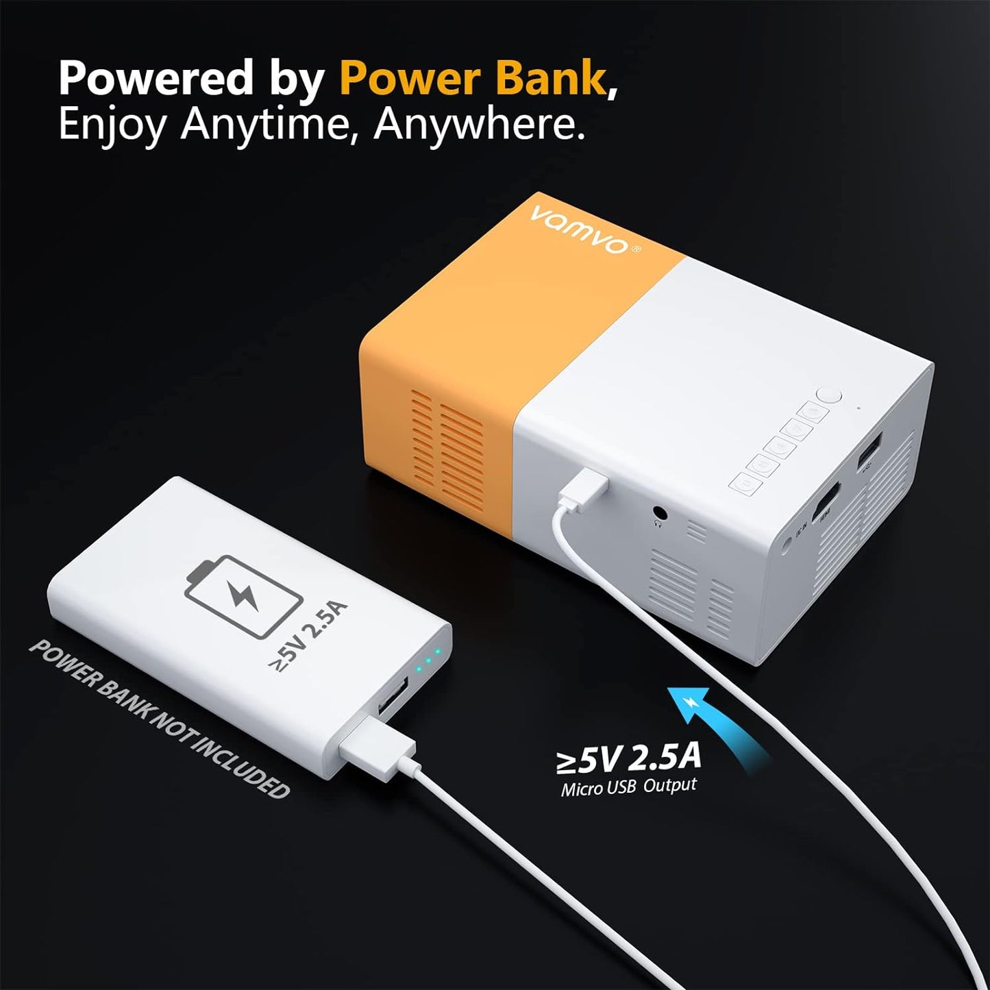 Mini Projector - 1080p - Vamvo YG300 Pro