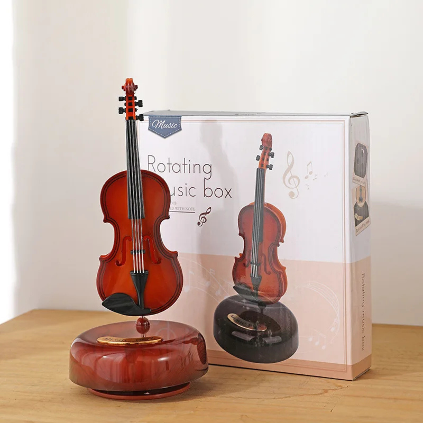 NestyFox Music Box with Rotating Guitar, Violin & Saxophone | Miniature Musical Instrument Decor
