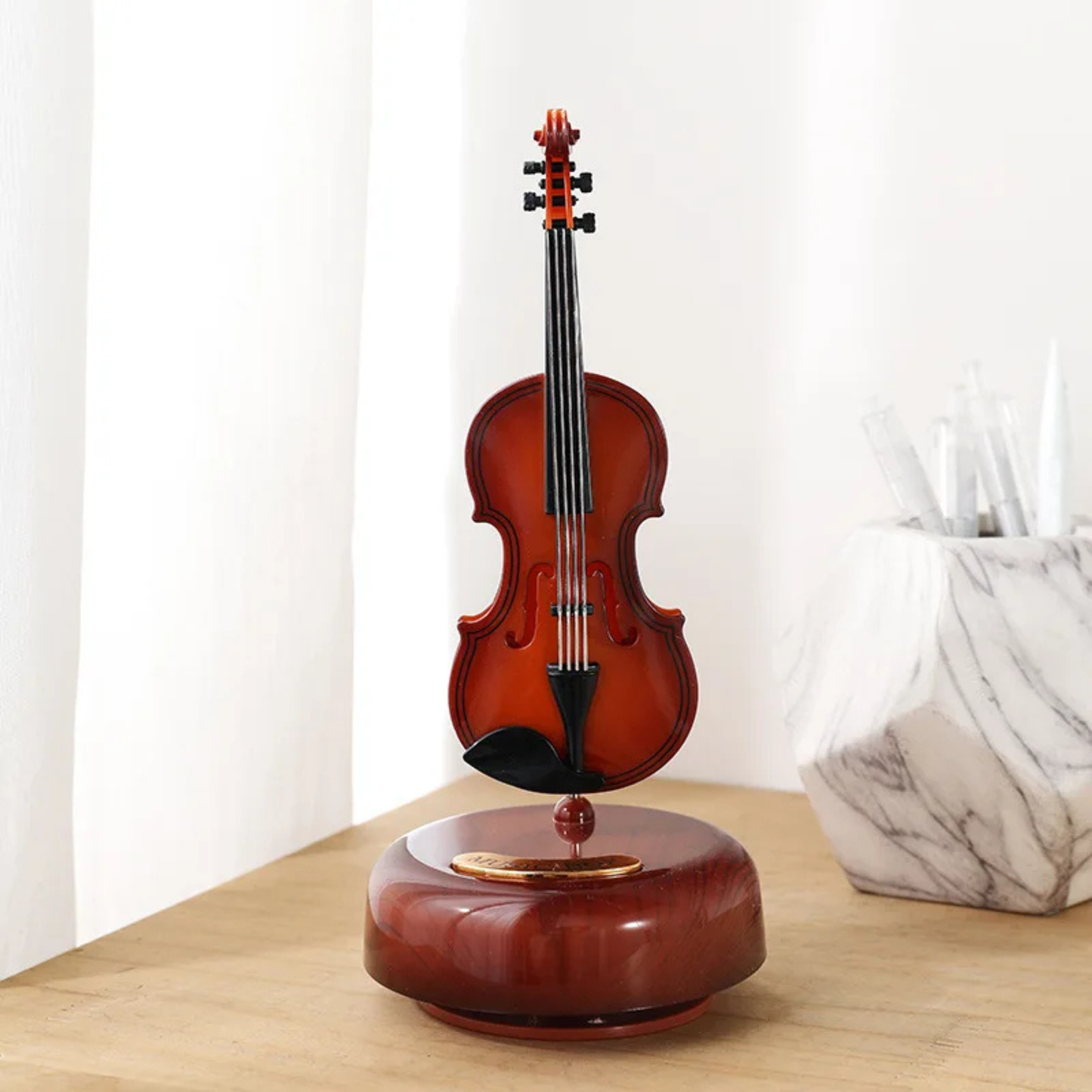 NestyFox Music Box with Rotating Guitar, Violin & Saxophone | Miniature Musical Instrument Decor