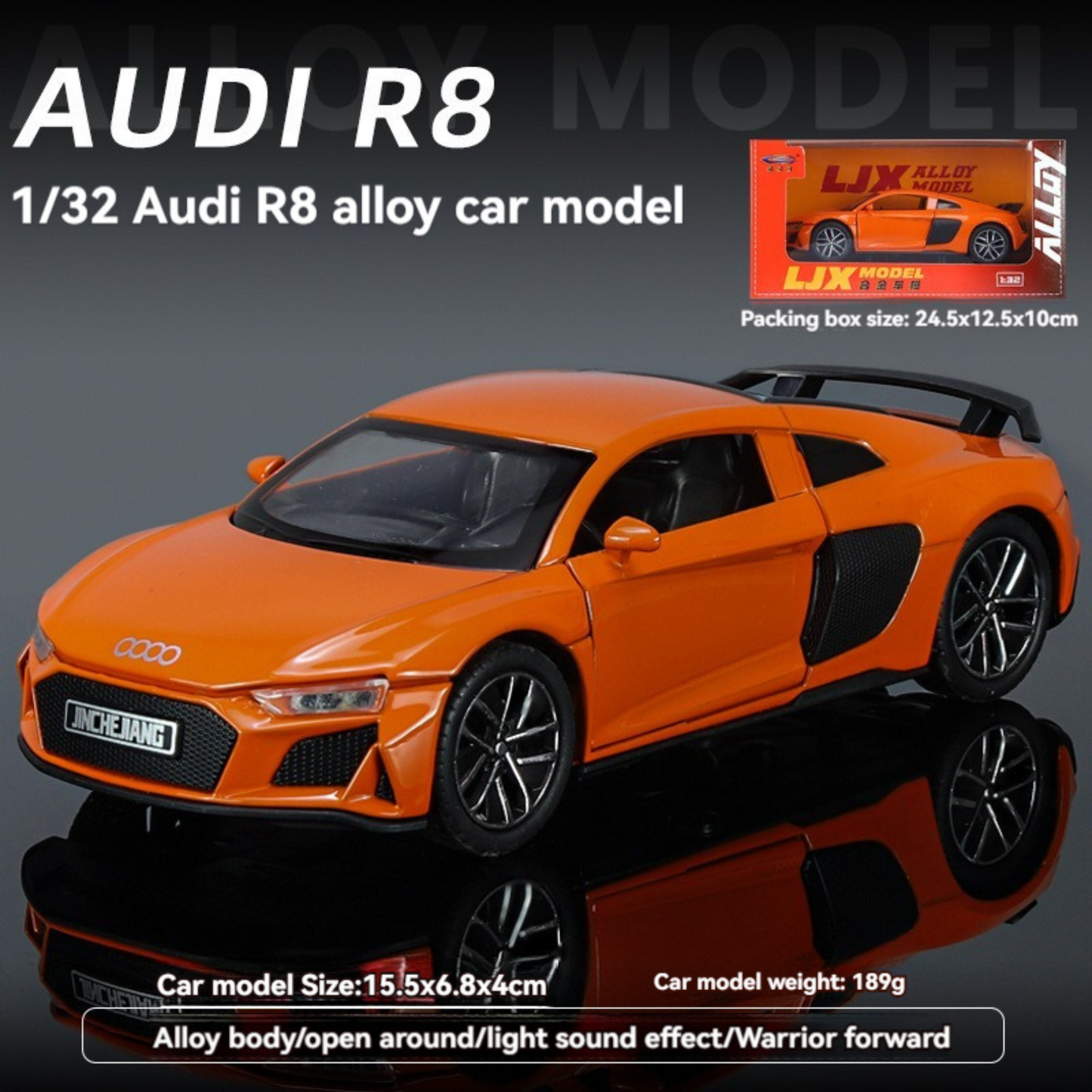NestyFox Diecast 1:32 Alloy Audi R8 β Sound & Light Pullback Car