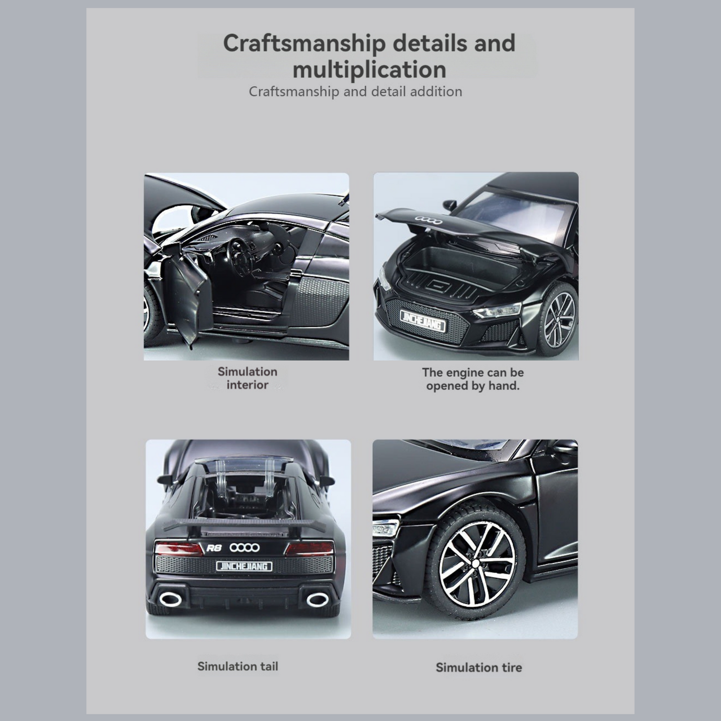NestyFox Diecast 1:32 Alloy Audi R8 β Sound & Light Pullback Car