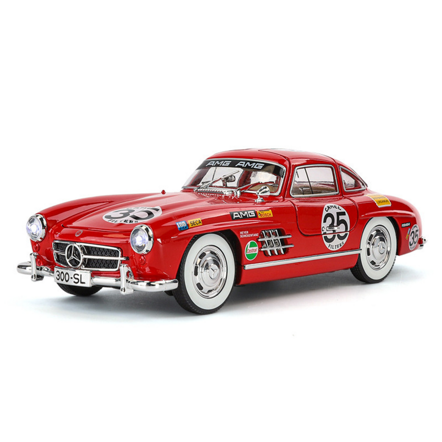 NestyFox Mercedes 300SL 1:24 Diecast Car Model – Sound, Lights & Openable Doors
