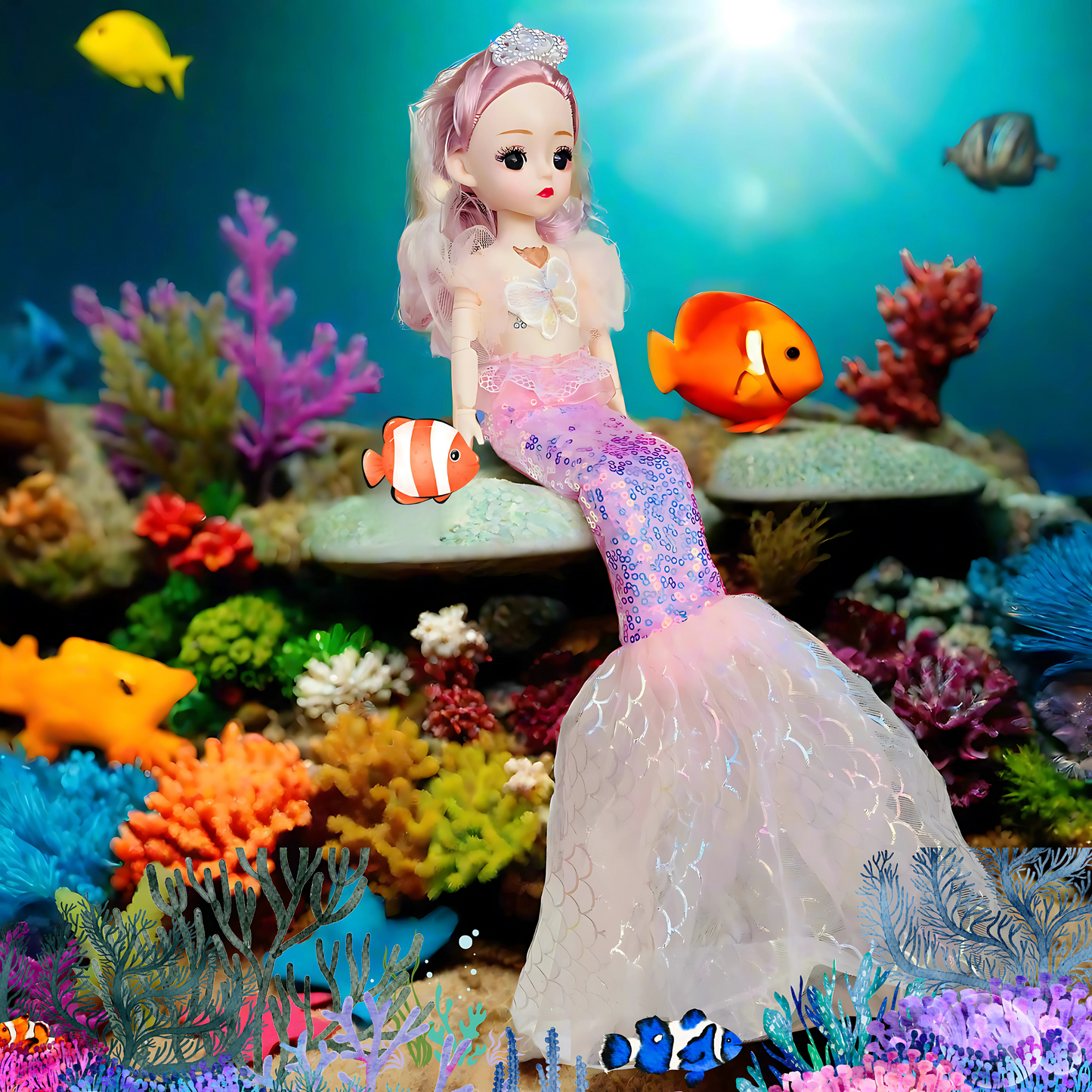 NestyFox Musical Light-Up Mermaid Doll for Girls β 46 cm Sparkling Tail Doll with Glowing Chest, Music & Light Functions Ask ChatGPT