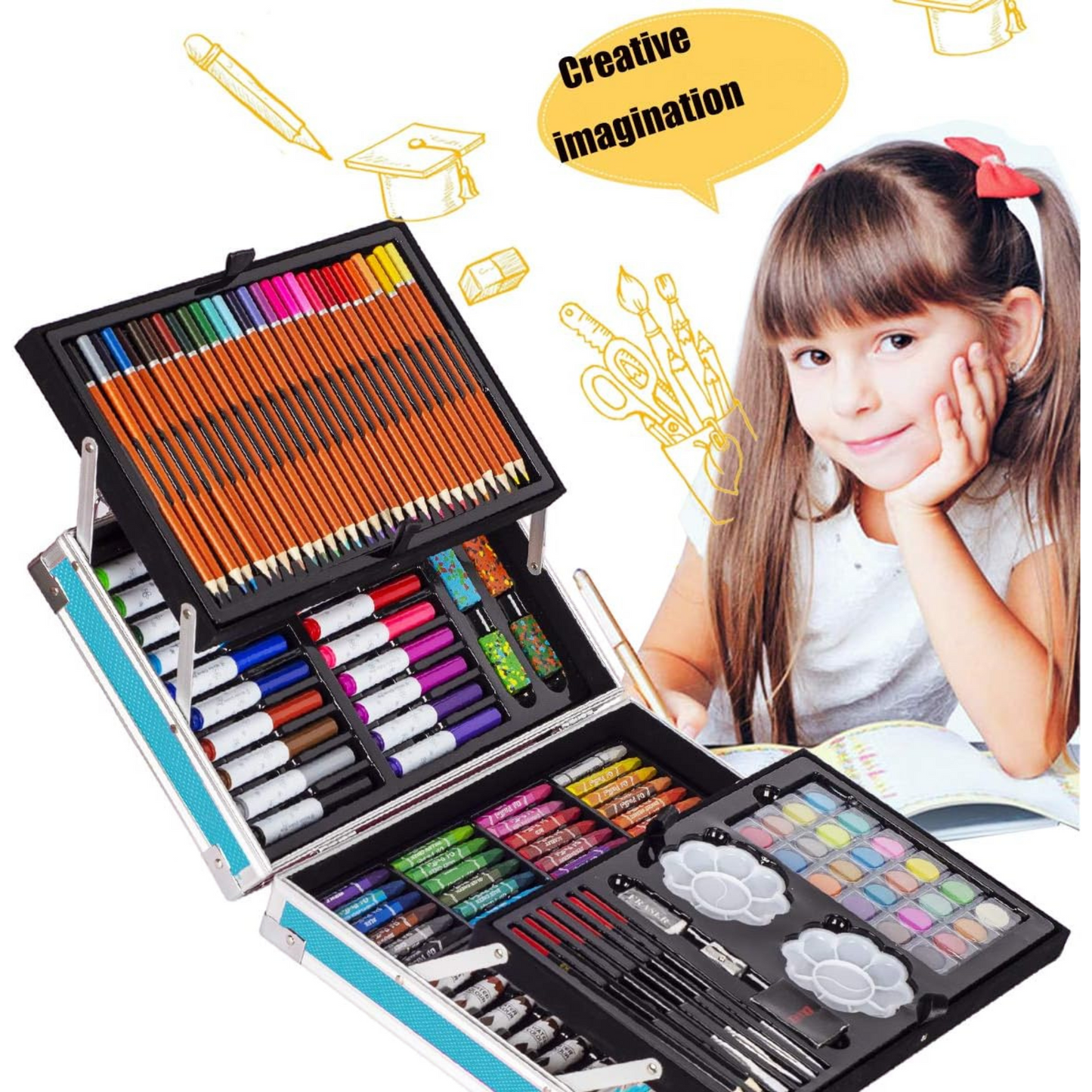 145 PCS Colour Suitcase Set for Kids - Perfect Birthday Gift for Girls