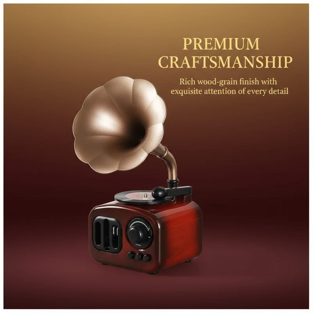 Retro Phonograph Music Box - Vintage Charm Meets Modern Elegance