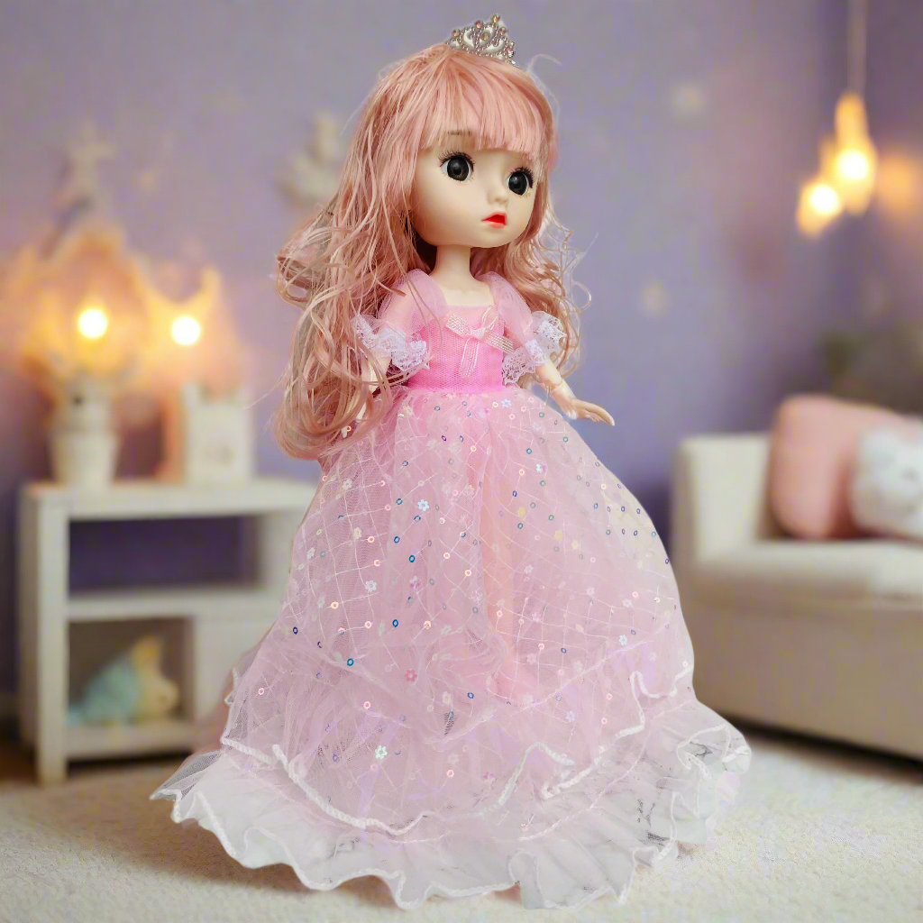 Nestyfox pink gown doll doll with long hair