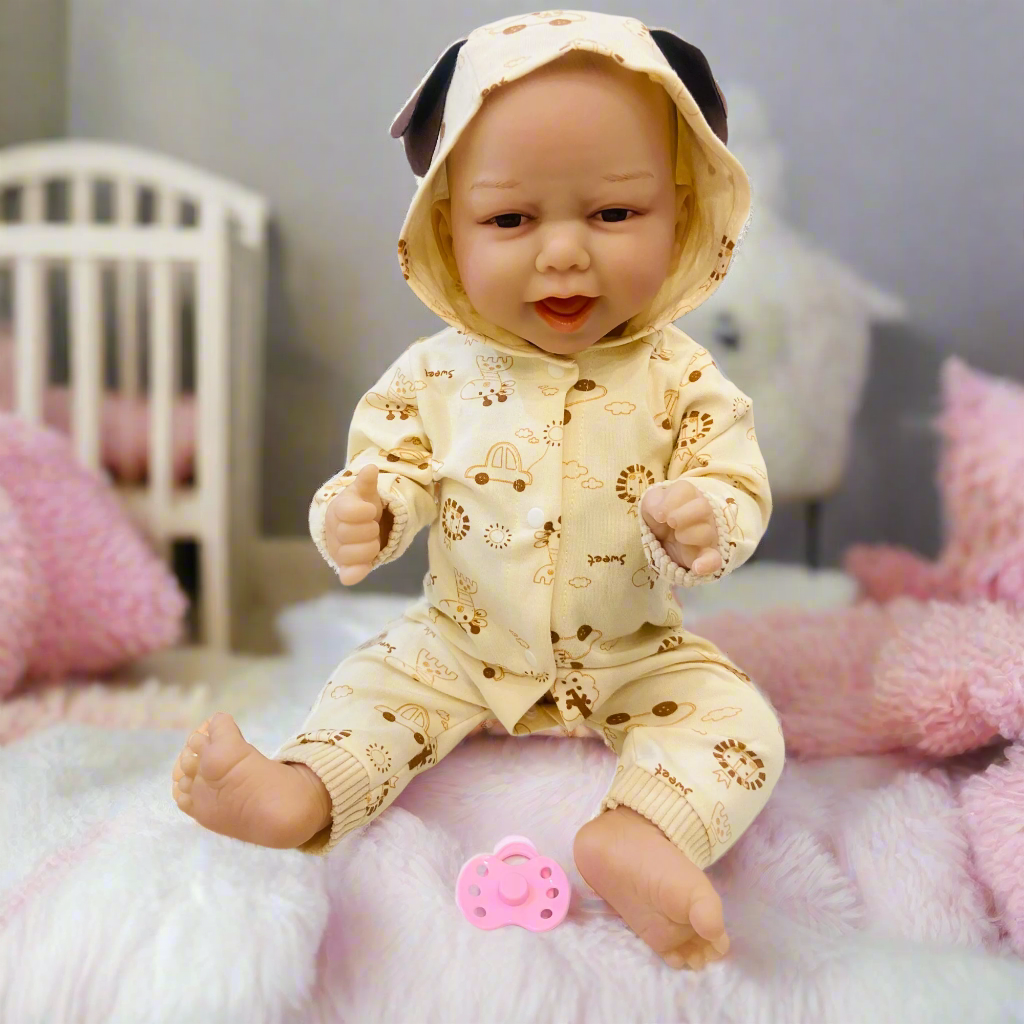 NestyFox 43cm Full Silicone Reborn Baby Doll with Sound & Motion Sensor
