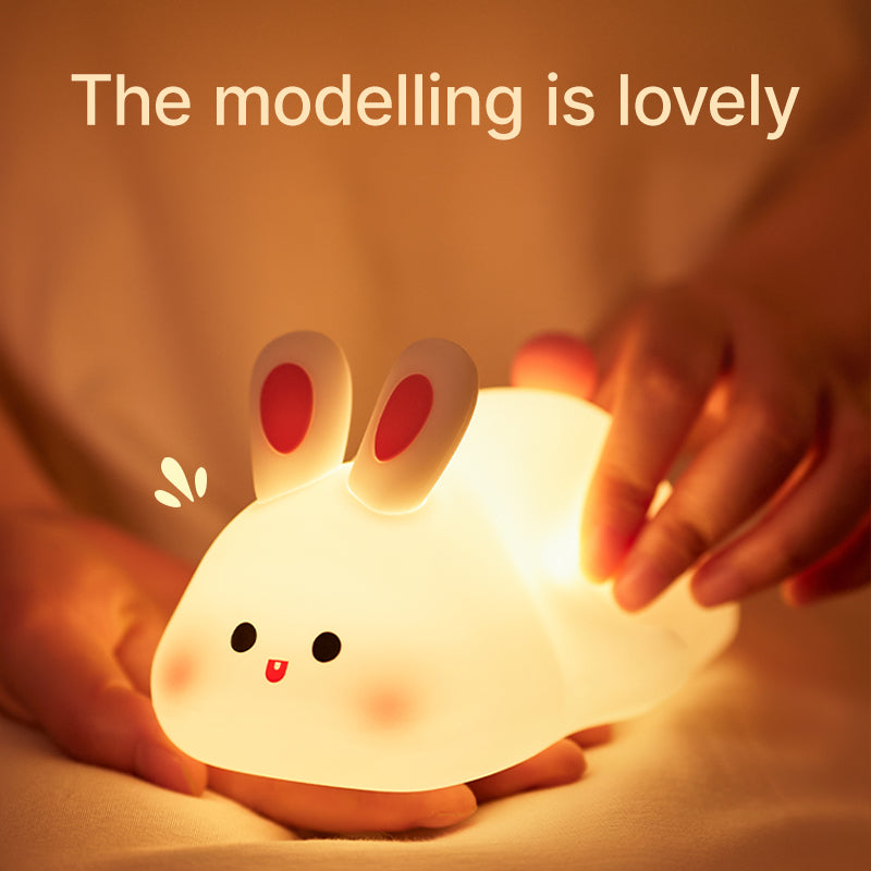9-Mode Rabbit Night Light | Cute Silicone Lamp with Sensor for Kids & Baby