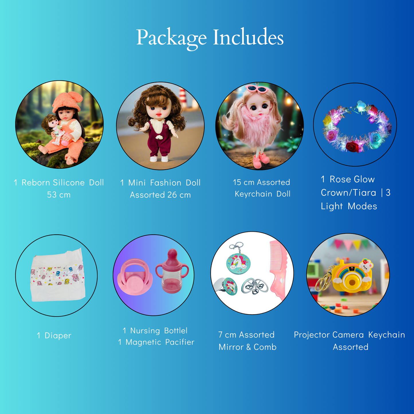 NestyFox KiKi (55 cm) & CoCo (26 cm) Silicone Doll for Girls with Accessories