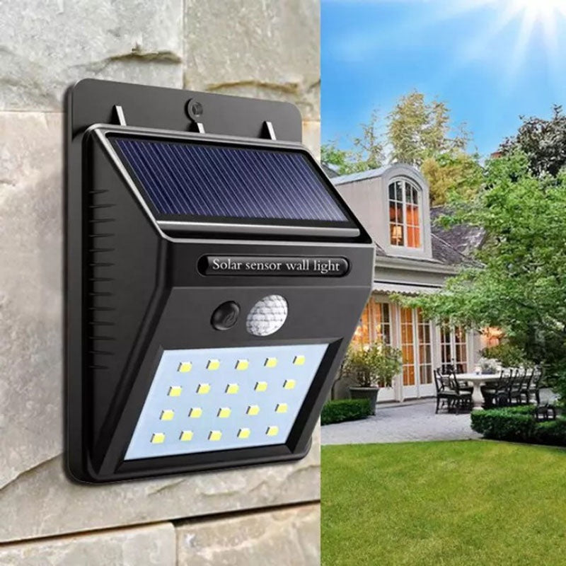 Solar Powered LEDSolar-Powered 20 LED Wall Light with Motion and Night Sensors – Waterproof for Outdoor Use Wall Light