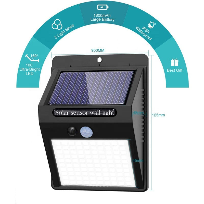 Solar Powered LEDSolar-Powered 20 LED Wall Light with Motion and Night Sensors – Waterproof for Outdoor Use Wall Light