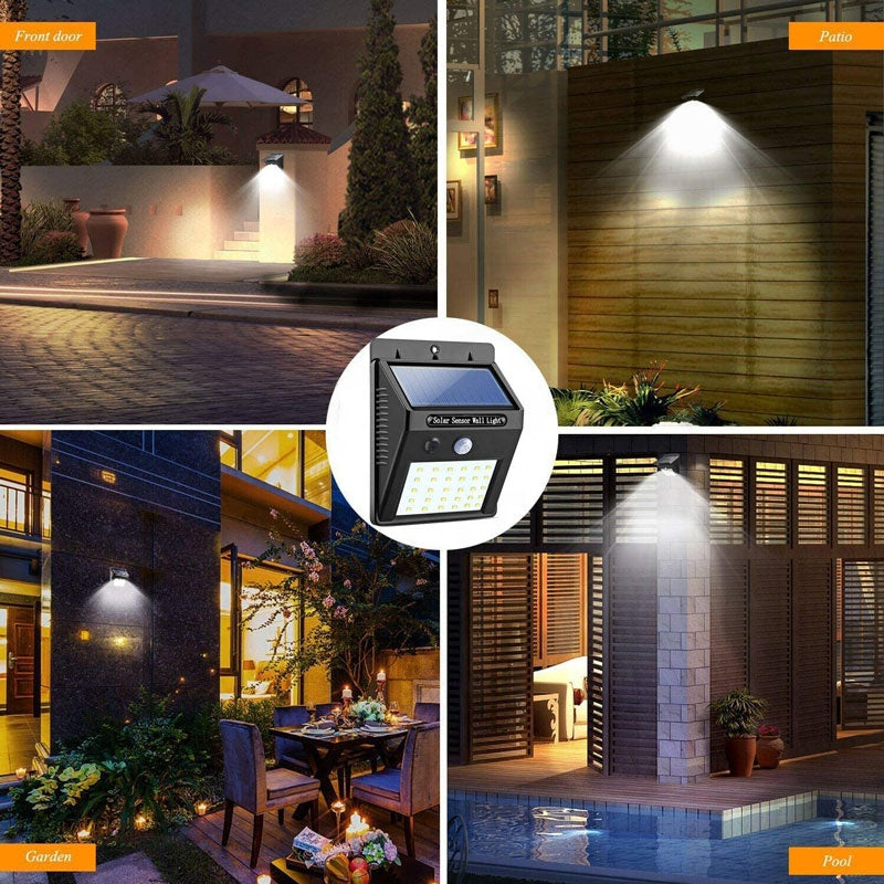 Solar Powered LEDSolar-Powered 20 LED Wall Light with Motion and Night Sensors – Waterproof for Outdoor Use Wall Light
