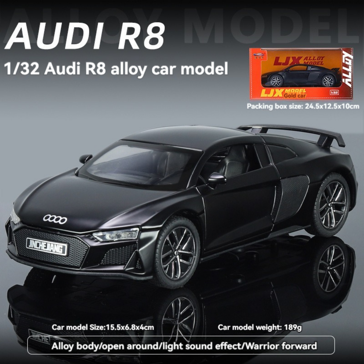 NestyFox Diecast 1:32 Alloy Audi R8 β Sound & Light Pullback Car