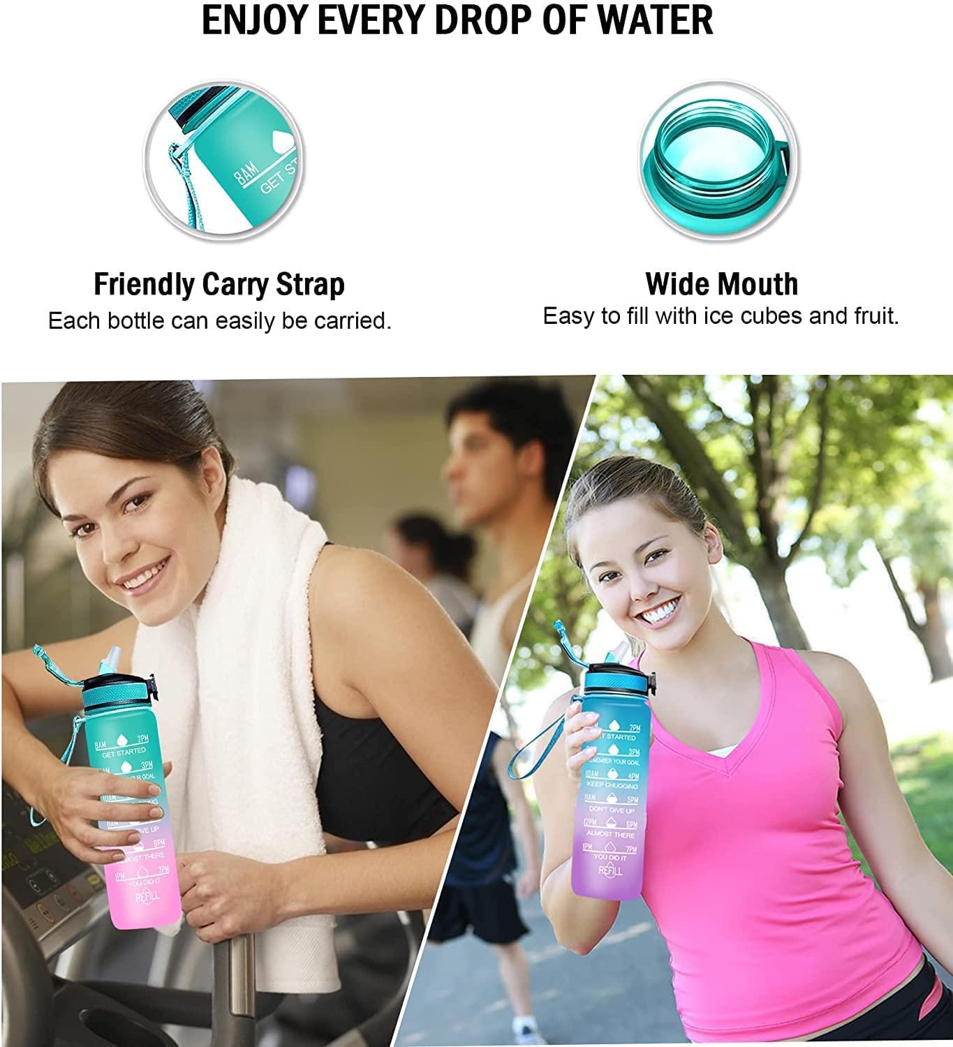 Gym Fitness Sports Water Bottle BPA-Free