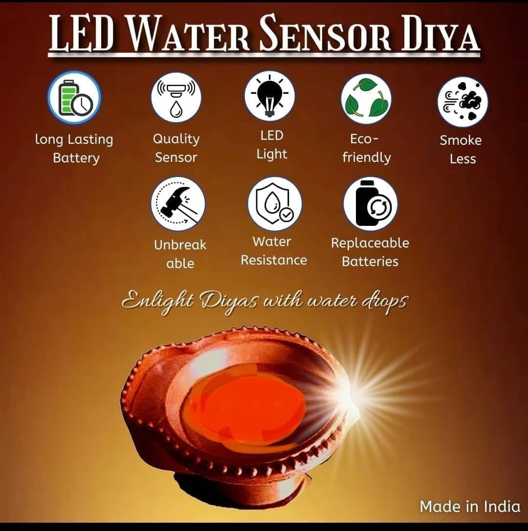Water Sensor LED Diya (Pack Of 12)