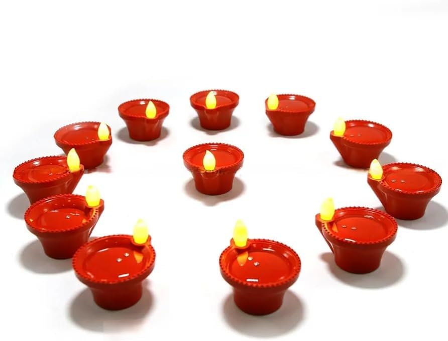 Water Sensor LED Diya Set - 12 Pcs