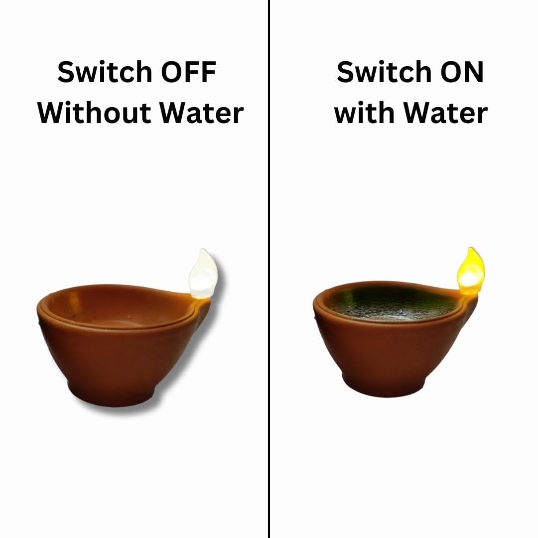 Water Sensor LED Diya Set - 12 Pcs