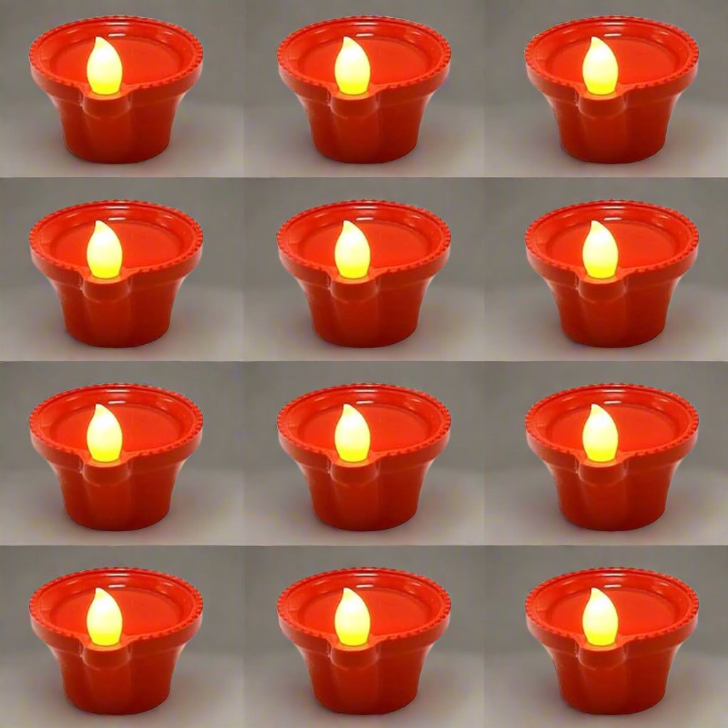 Water Sensor LED Diya Set - 12 Pcs