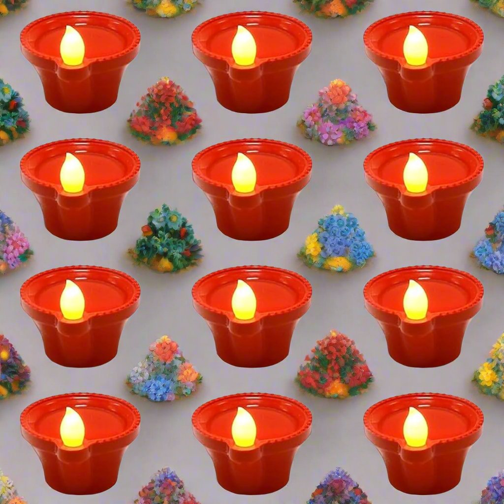 Water Sensor LED Diya Set - 12 Pcs