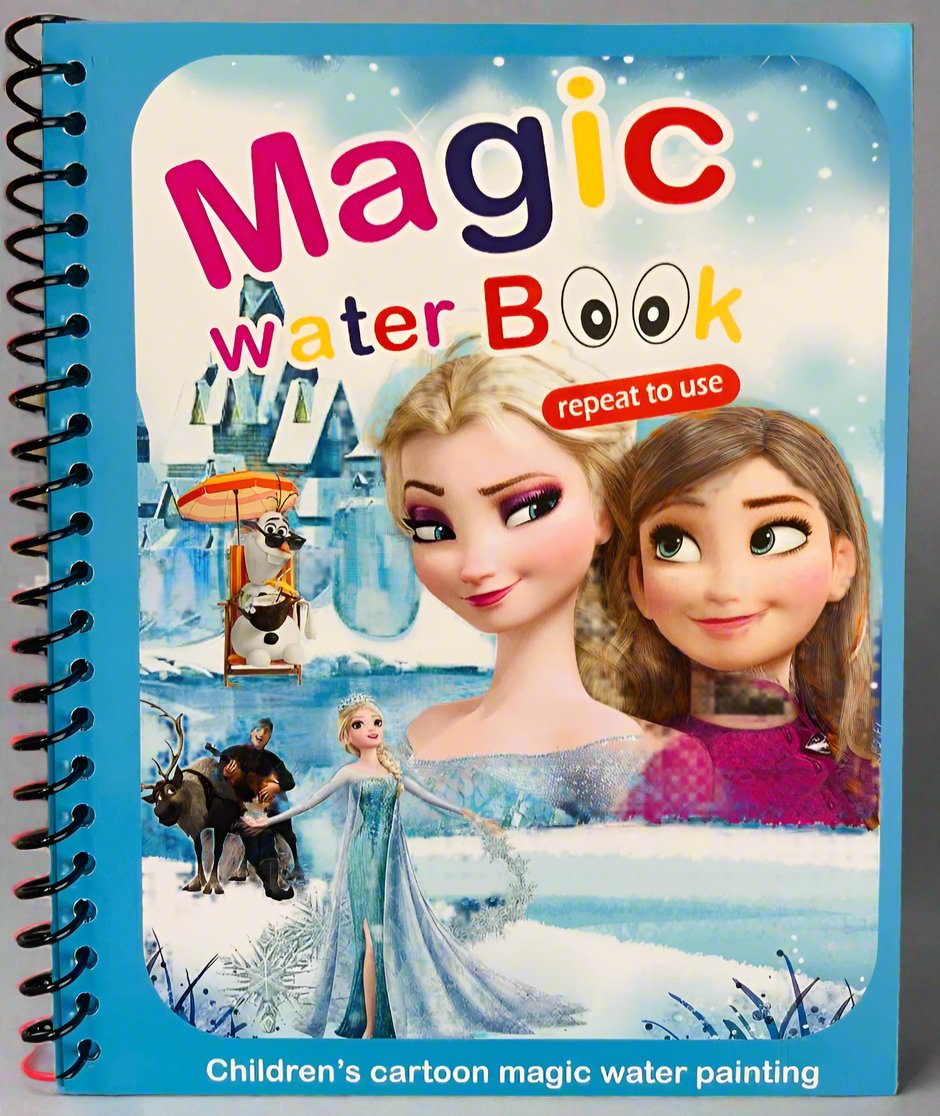 Children's Cartoon Magic Water Painting Books, Set of 4, Spiral Bound (Spider-Man, Mickey Mouse, Minnie Mouse, Princess Sofia, Elsa, and Anna)