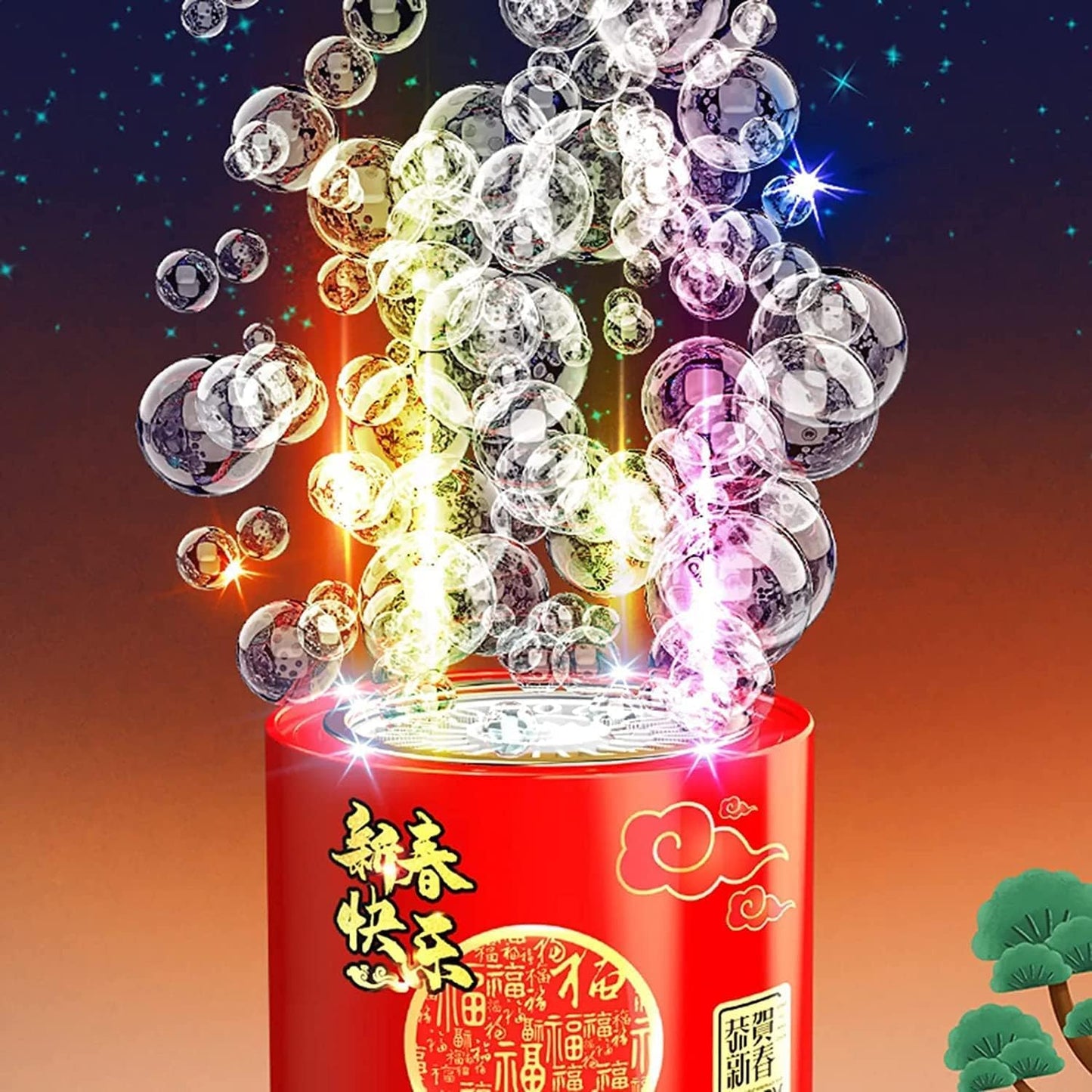 Automatic fireworks bubble maker toy with colorful lights, fun bubble machine for kids, perfect for outdoor play - available at Doon Deals Hub