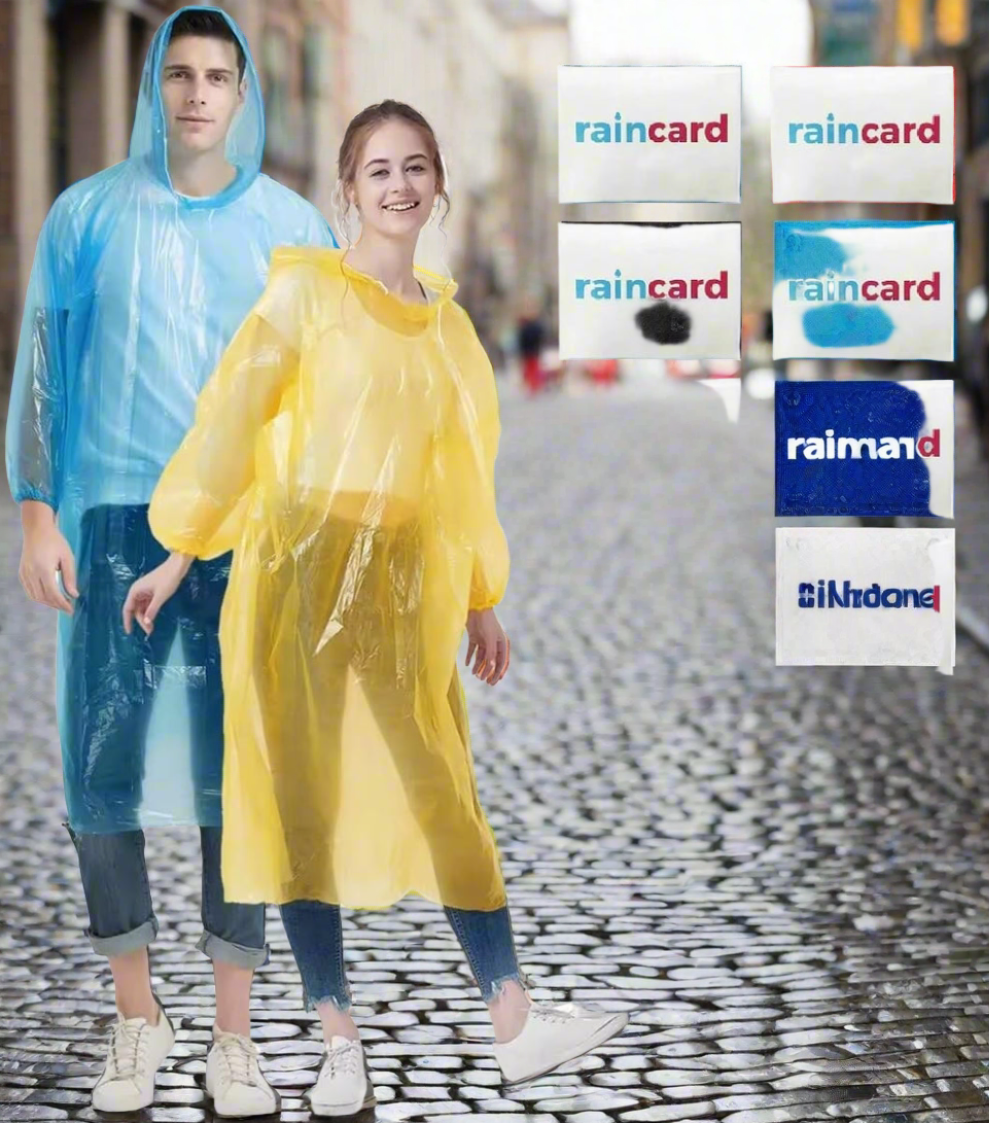 Wallet/Pocket Rain Card - The Ultimate Emergency Raincoat (Pack Of 10)