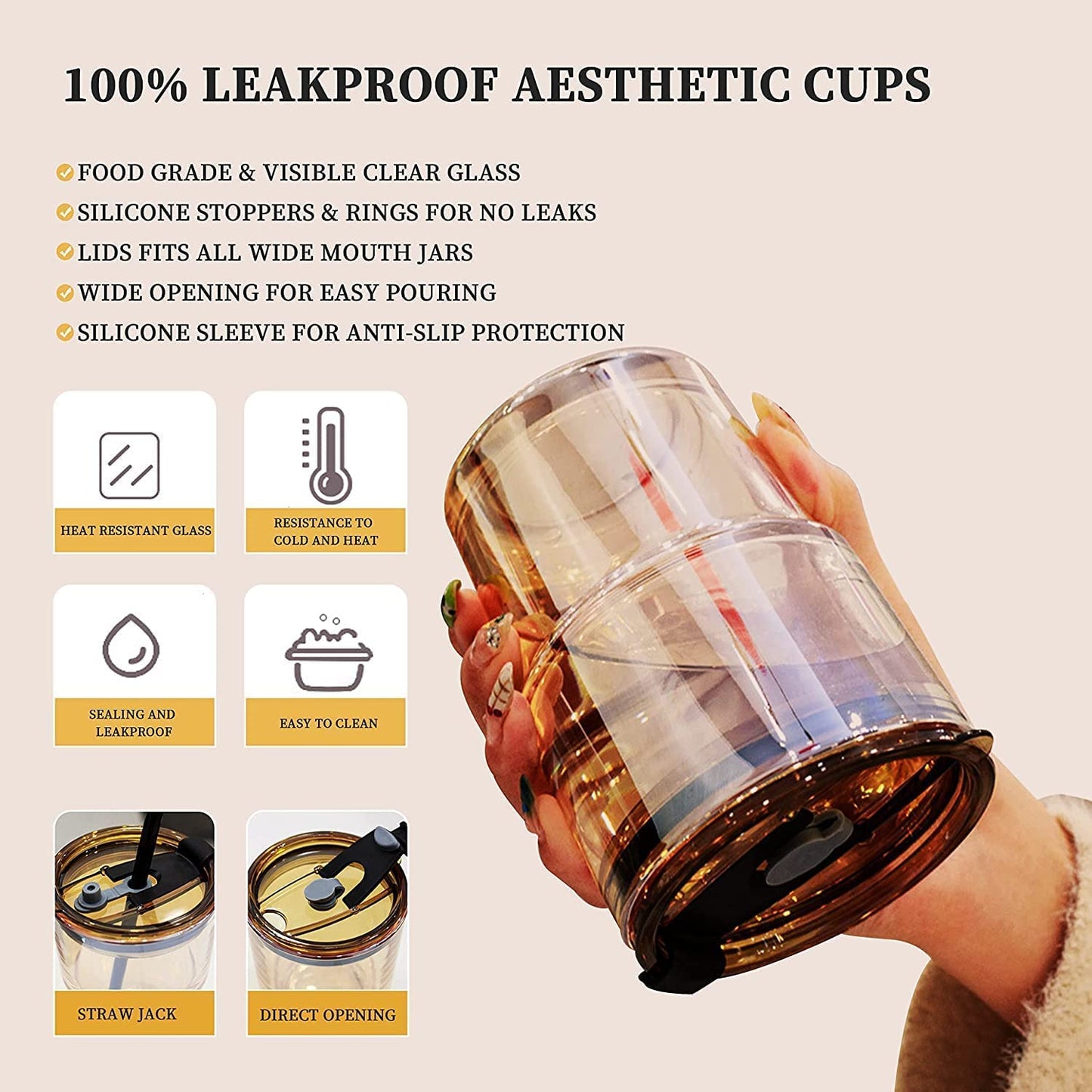 Glass Coffee Mug with Sipper and Leakproof - Dehradun Deals HubCoffee Mug