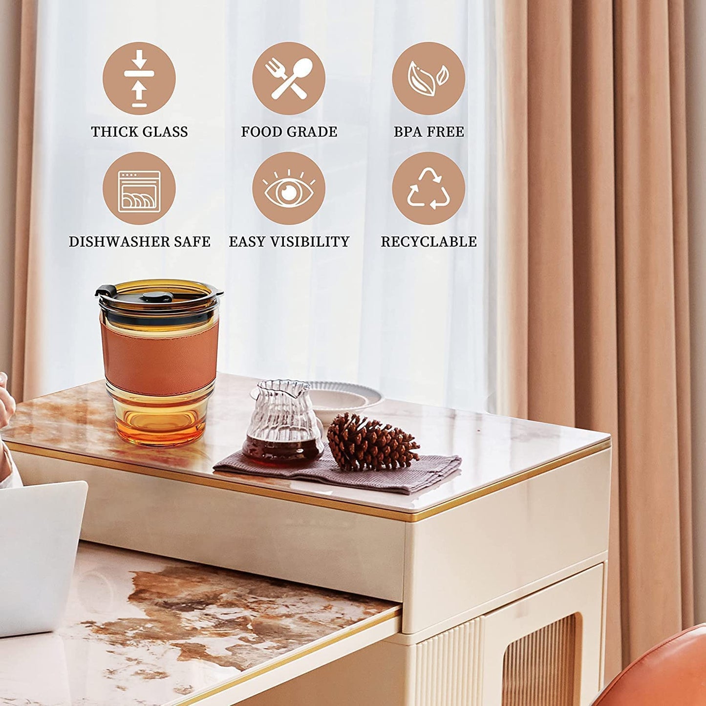 Glass Coffee Mug with Sipper and Leakproof - Dehradun Deals HubCoffee Mug