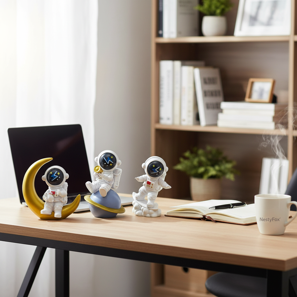 Space Astronaut Figurines on Home Office Desk